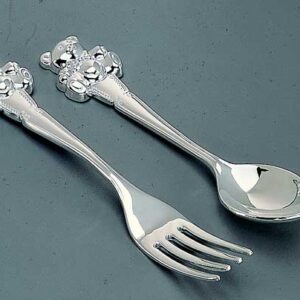 engravable baby spoon set teddy bear